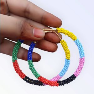 Multicolor Beaded Hoops