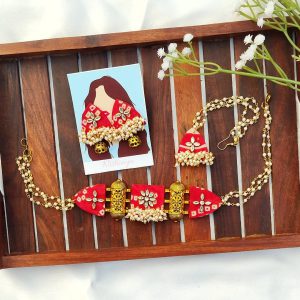 Bandhani Print Choker Set – Red