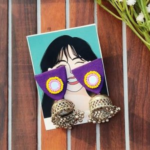 Mirror Beaded Handmade Earrings – Purple