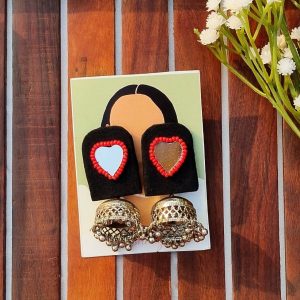 Mirror Beaded Handmade Earrings – Black