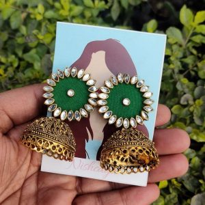 Fabric Jhumka – Green