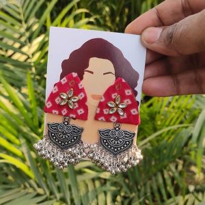 Bandhani Print Fabric Charm Earrings