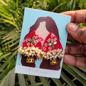 Bandhani Print Ethnic Fabric Earrings